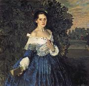 Konstantin Somov Lady in Blue Sweden oil painting artist